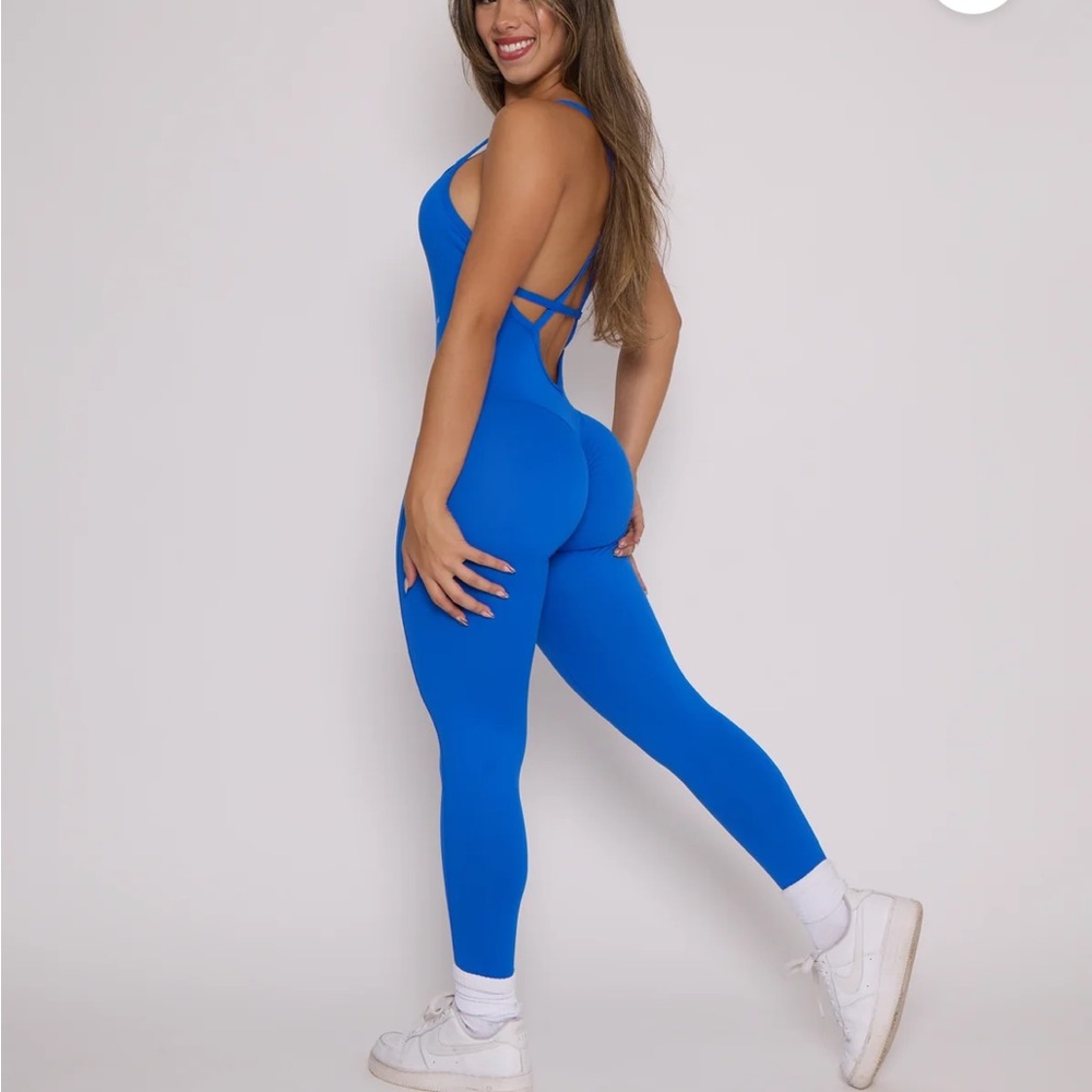 Pcheebum  Royal Blue Scrunch Butt Form Fitting Jumpsuit